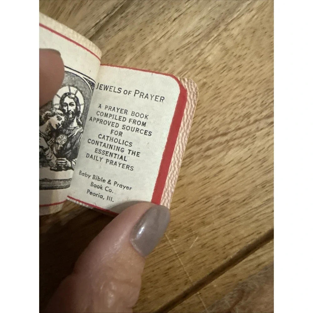 1935 Jewels of Prayer Mini Catholic Prayer Book Baby Bible Printed USA 2